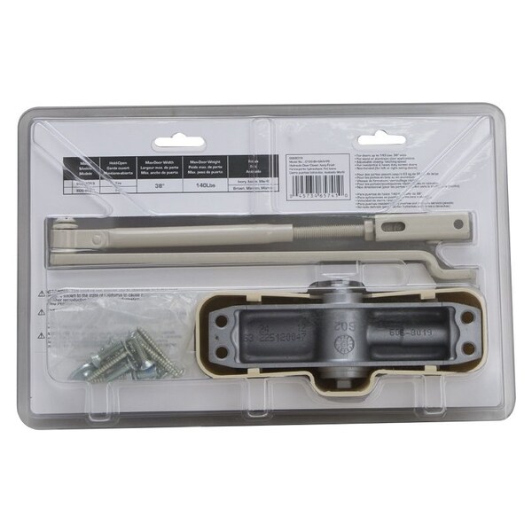 Prosource Door Closer, Automatic, Aluminum, Ivory, 140 lb, 150 x 19 mm Mounting Hole Distance - C103-BH-SA-IV