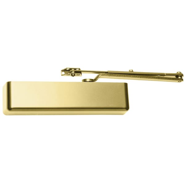 Falcon SC80 Series Medium Duty Closer, Regular Arm, with PA Bracket, SLIM Cover, Satin Brass Painted - SC81A RWPA BR