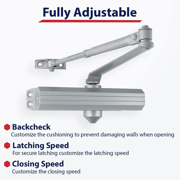 Lawrence Manual, Hydraulic, Door Closer, Medium to Heavy Duty Interior and Exterior, Aluminum - LH5016-AL
