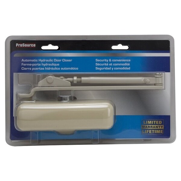 Prosource Door Closer, Automatic, Aluminum, Ivory, 100 lb, 150 x 19 mm Mounting Hole Distance - C102-BH-SA-IVN