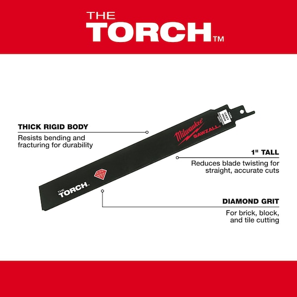 Milwaukee Tool SAWZALL THE TORCH Diamond Grit Blade 9" - 48-00-1450