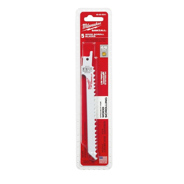 Milwaukee Tool 6" 4/6 TPI SAWZALL Blades (5 Pk) - 48-00-5041