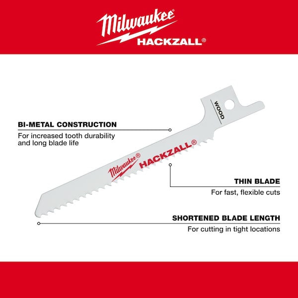 Milwaukee Tool 6" 4/6 TPI SAWZALL Blades (5 Pk) - 48-00-5041
