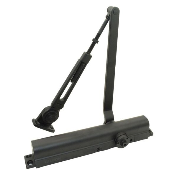 Falcon Medium Duty Surface Door Closer with Hold Open Arm and Parallel Arm Bracket Matte Black Finish - SC81AHWPAMTBK