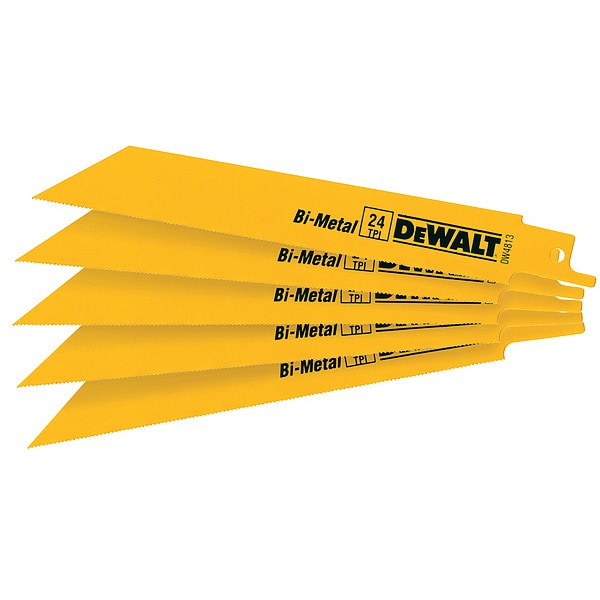 Dewalt 6" 24 TPI Straight Back Bi-Metal Reciprocating Blade (5 pack) - DW4813