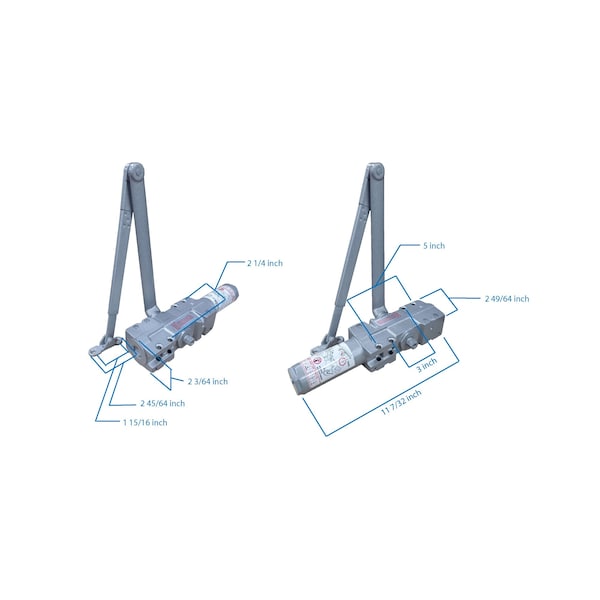 Global Door Controls Heavy Duty Commercial Grade 1 Door Closer in Aluminum - Sizes 1-6 - TC4300-AL