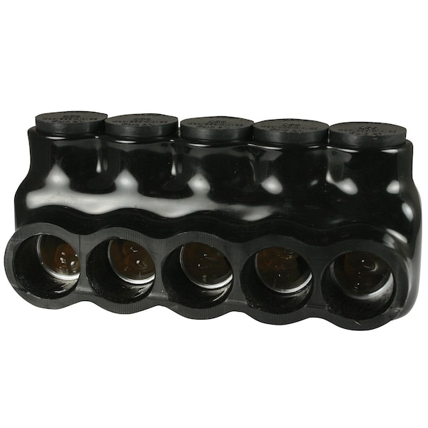 Asi 5 Port, Multi Tap Connector 6 AWG-250 MCM 5 Port, 600 Volt, Black Insulation, Single Side Wire Entry - AICS250-5