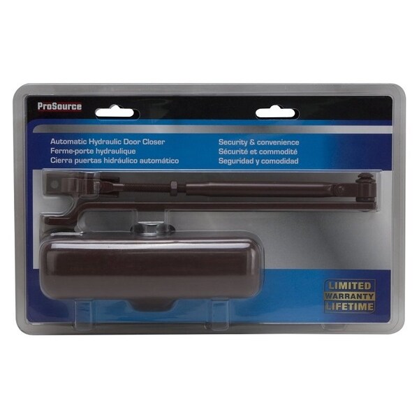 Prosource Door Closer, Automatic, Aluminum, Brown, 100 lb, 150 x 19 mm Mounting Hole Distance - C102-BH-SA-BRN