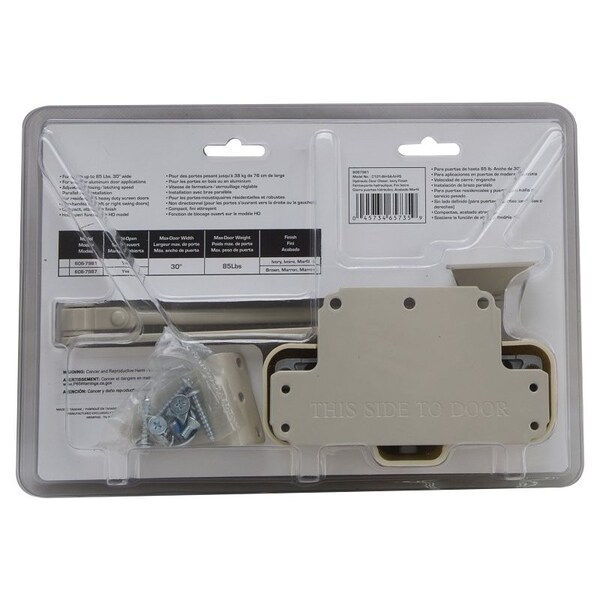 Prosource Door Closer, Non-Handed Hand, Automatic, Aluminum, Ivory, 85 lb - C101-BH-SA-IV