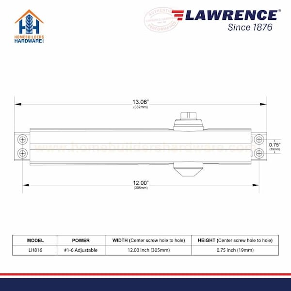 Lawrence Manual, Hydraulic, Door Closer, Heavy Duty Interior and Exterior, Aluminum - LH816-AL