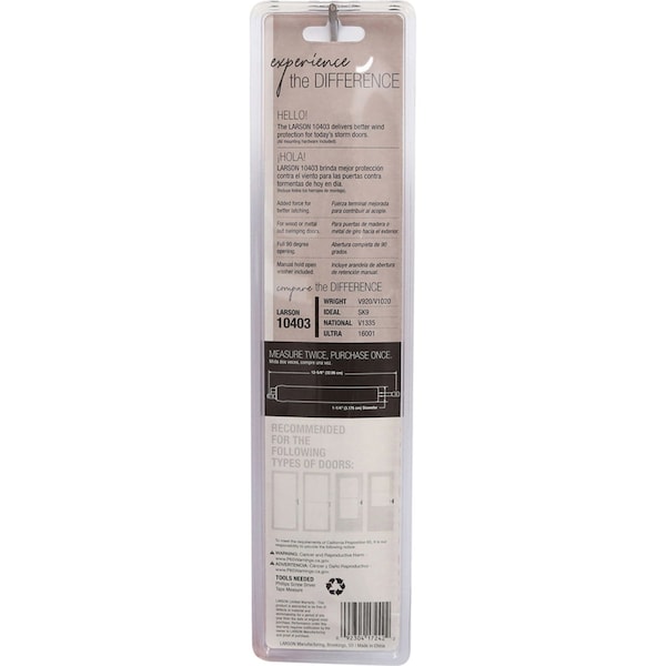 Larson Larson Standard Duty White Aluminum Pneumatic Door Closer - CH1040301