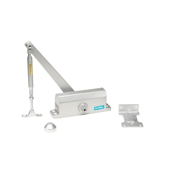 Global Door Controls Light Duty Commercial Grade 3 Door Closer with Parallel Arm Bracket in Aluminum - Size 2 - TC302-PA-AL
