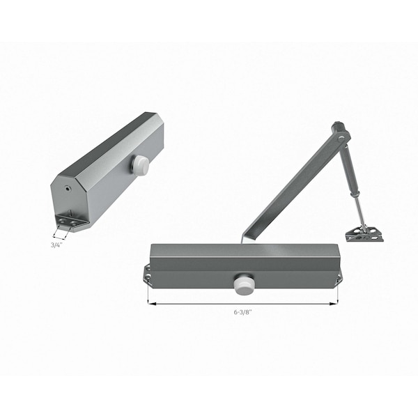 Global Door Controls Light Duty Commercial Grade 3 Door Closer with Parallel Arm Bracket in Aluminum - Size 2 - TC302-PA-AL
