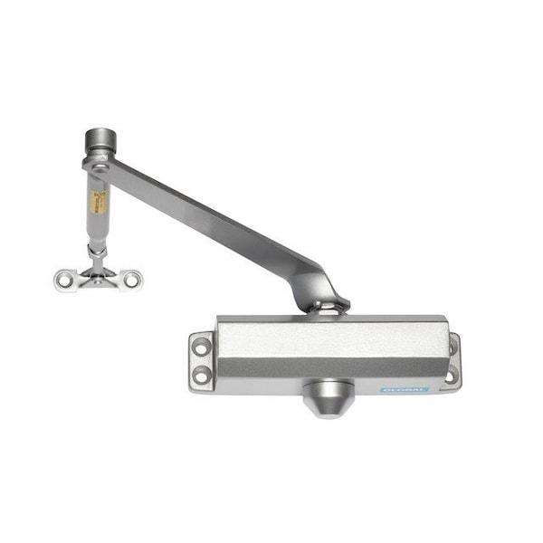 Global Door Controls Light Duty Commercial Grade 3 Door Closer with Parallel Arm Bracket in Aluminum - Size 2 - TC302-PA-AL