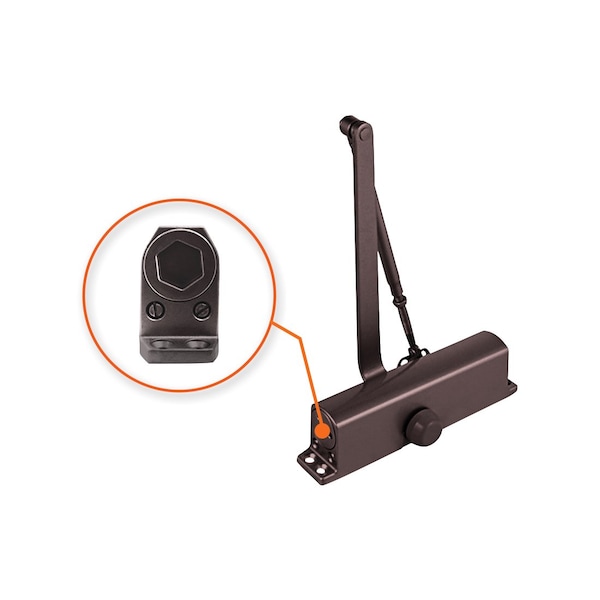 Premier Lock Duranodic Commercial Door Closer w/Adjustable Closing and Latching Speed, Size No 3 - DC32