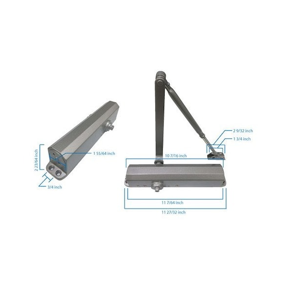 Global Door Controls Commercial Grade 1 Full Cover ADA Door Closer in Duronodic - Sizes 1-4 - TC611-DU