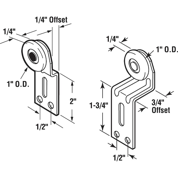 Prime-Line Sliding Closet Door Roller Kit, 1 in. Wheel Diameter, Convex (Round) - N 7532