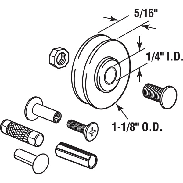 Prime-Line Steel Patio Sliding Door Roller Kit, 1-1/8 in. Concave Roller, Yellow Zinc 2 Pack - D 1795