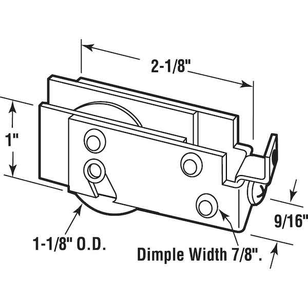 Prime-Line 1-1/8 in. Steel, Sliding Door Roller Assembly with F-Tab Single Pack - D 1699