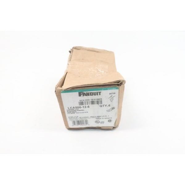 Panduit Panduit Lca500-12-6 One Hole Copper Compression Lug Connector, 6PK - LCA500-12-6