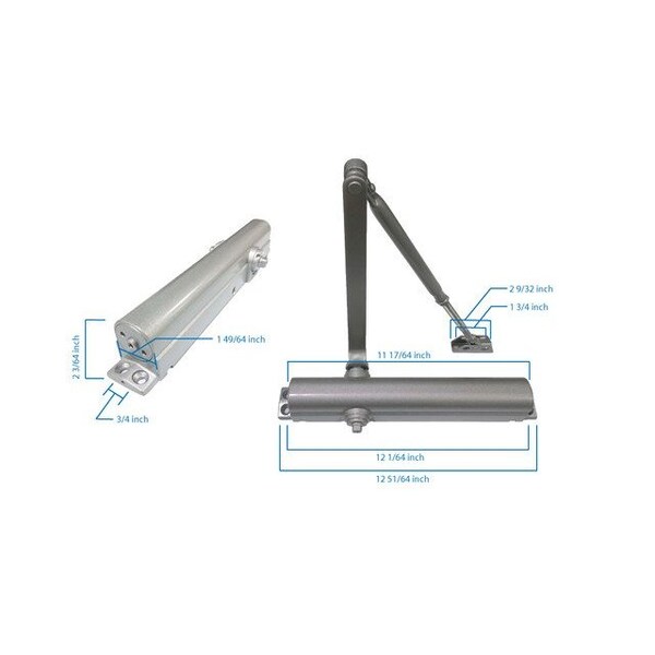 Global Door Controls Commercial ADA Grade 1 Slim Line Door Closer in Aluminum - Sizes 1-4 - TC411-AL