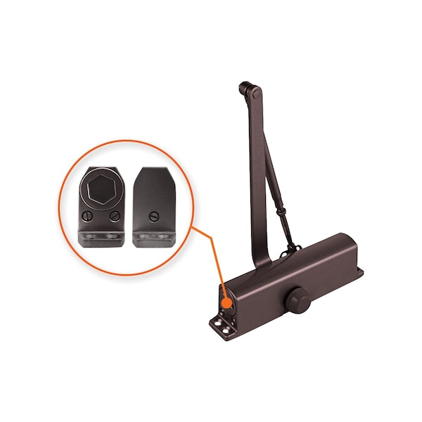Premier Lock Duranodic Commercial Door Closer w/Adjustable 3 Valve Mechanism, Back Check, Size No 3 - DC32BC