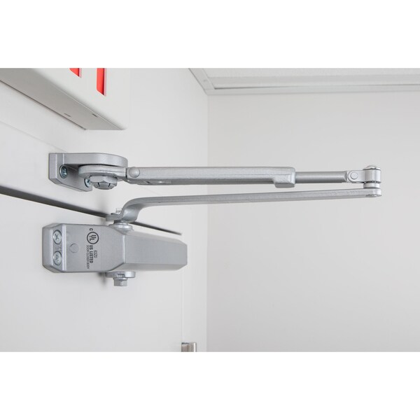Global Door Controls Commercial Grade 3 Door Closer with Hold Open Arm in Aluminum - Size 3 - TC2203-HO-AL