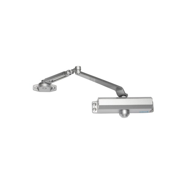 Global Door Controls Commercial Grade 3 Door Closer with Hold Open Arm in Aluminum - Size 3 - TC2203-HO-AL