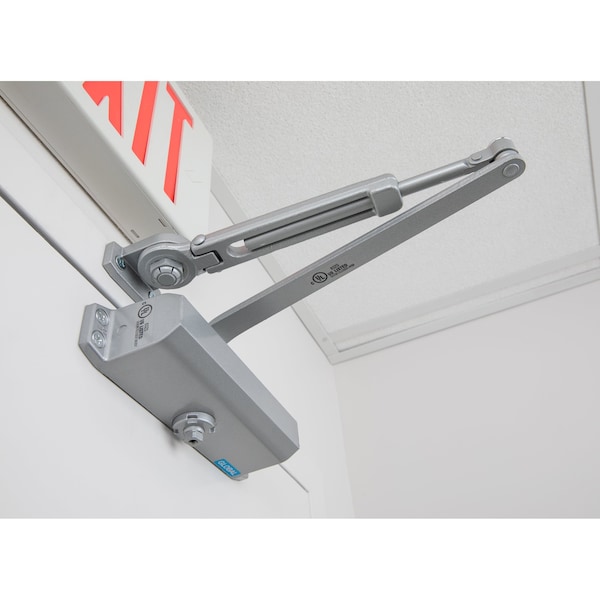 Global Door Controls Commercial Grade 3 Door Closer with Hold Open Arm in Aluminum - Size 3 - TC2203-HO-AL