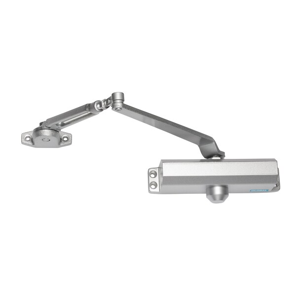 Global Door Controls Commercial Grade 3 Door Closer with Hold Open Arm in Aluminum - Size 3 - TC2203-HO-AL