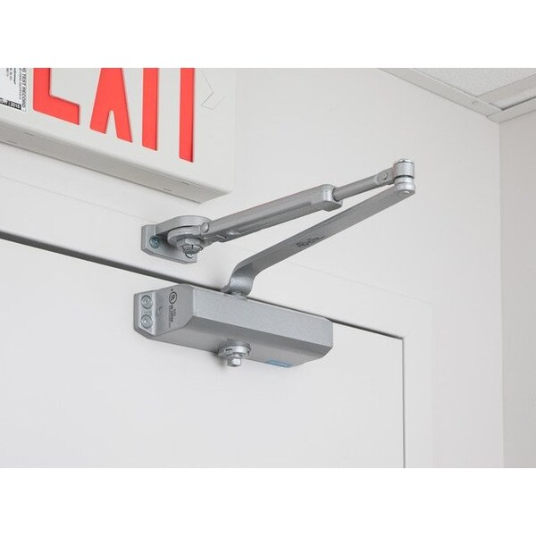 Global Door Controls Commercial Grade 3 Door Closer with Hold Open Arm in Aluminum - Size 3 - TC2203-HO-AL
