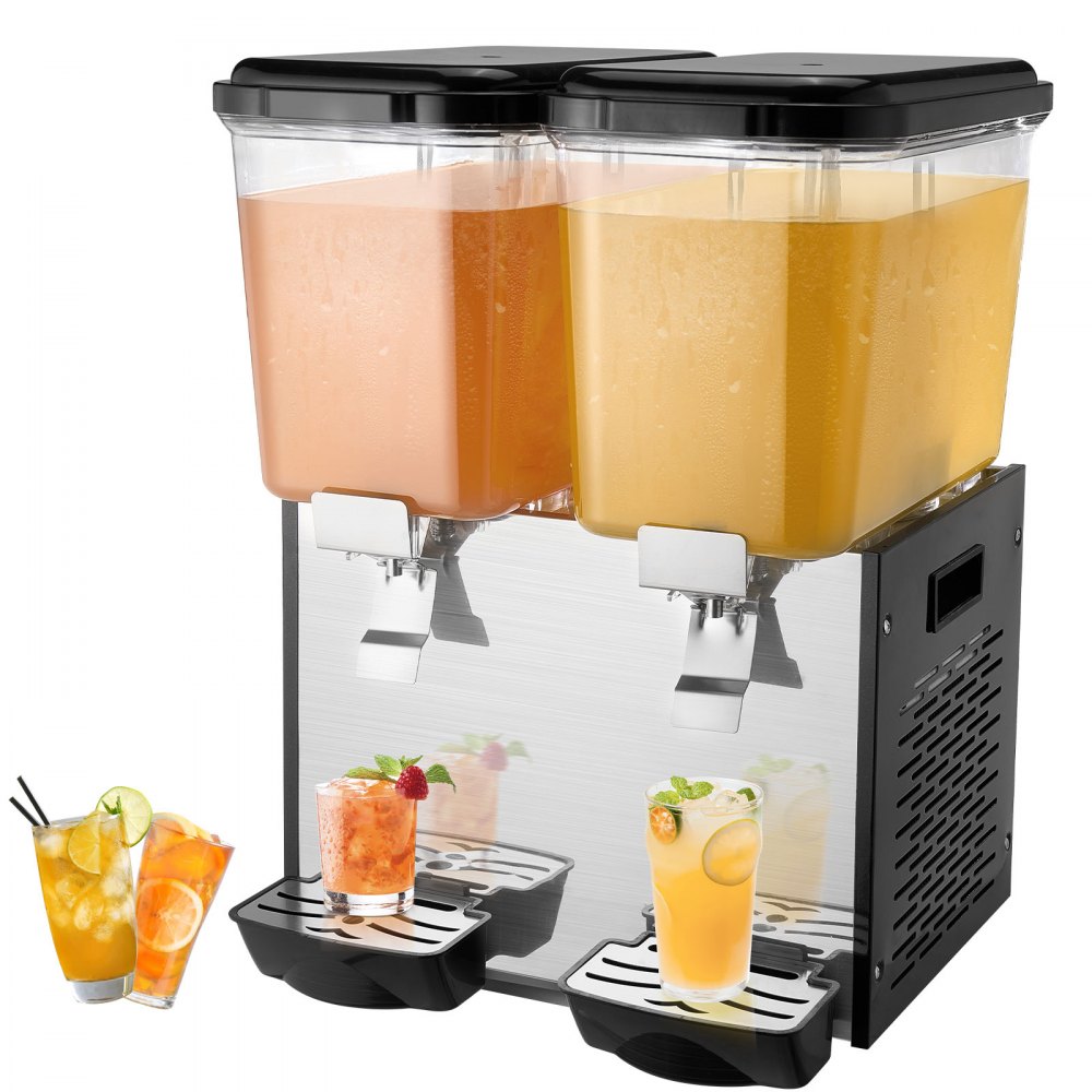 VEVOR Commercial Beverage Dispenser 18L x 2 Tanks Cold Juice Ice Drink Dispenser - SYYLJJBSJXS172LLCV1