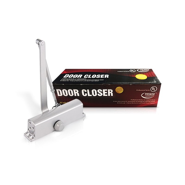 Premier Lock Aluminum Commercial Door Closer w/Adjustable Closing and Latching Speed, Size No 4 - DC41