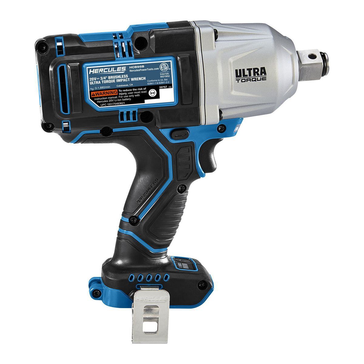 Llave de impacto inalámbrica Hercules 20V sin escobillas de 3/4 pulg. con anillo de fricción - Solo herramienta - 59767