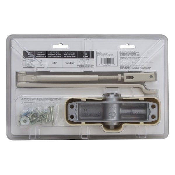 Prosource Door Closer, Automatic, Aluminum, Ivory, 100 lb, 150 x 19 mm Mounting Hole Distance - C102-BH-SA-IV