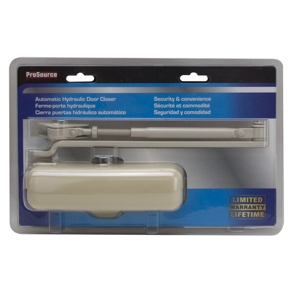 Prosource Door Closer, Automatic, Aluminum, Ivory, 100 lb, 150 x 19 mm Mounting Hole Distance - C102-BH-SA-IV