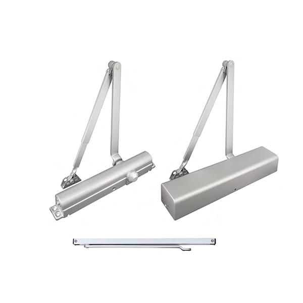 Inox Door Closer Grade 1 Slide Track Hold Open Arm Full Cvr Aluminum - DC8516STH-AL