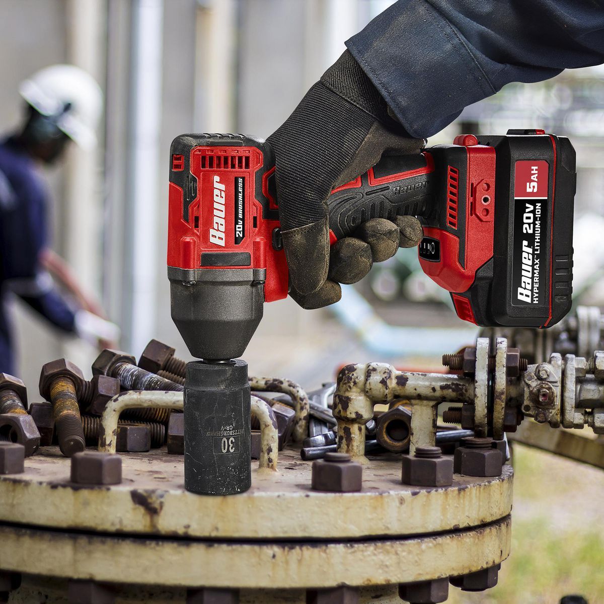 Llave de impacto inalámbrica Brushless de 20V Bauer de 1/2 pulgadas con 3 velocidades - Herramienta únicamente - 58637