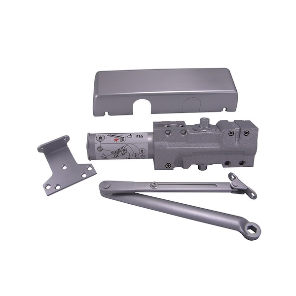 Design Hardware Door Closer, Aluminum Painted, Regular Arm, Adjustable Size 1-6, Full Plastic Cover - DH-416-AL