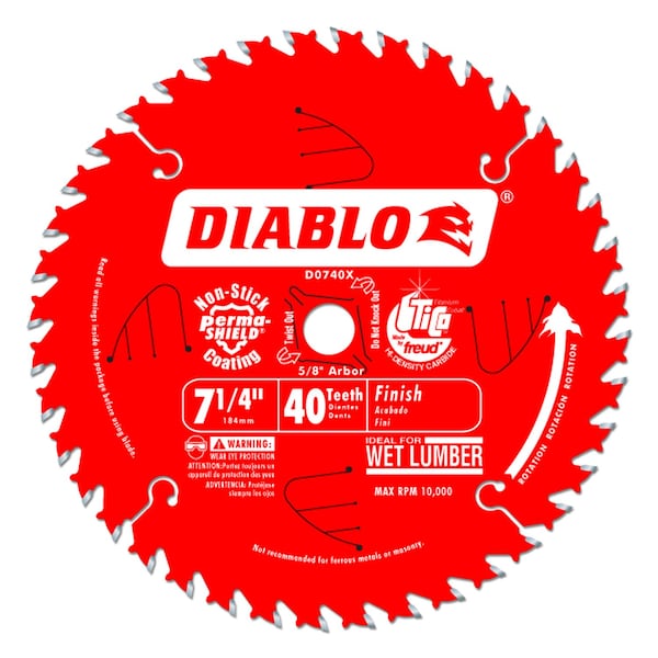 Freud Diablo 7-1/4 in. D X 5/8 in. Carbide Tipped Finishing Saw Blade 40 teeth 1 pc - D0740A