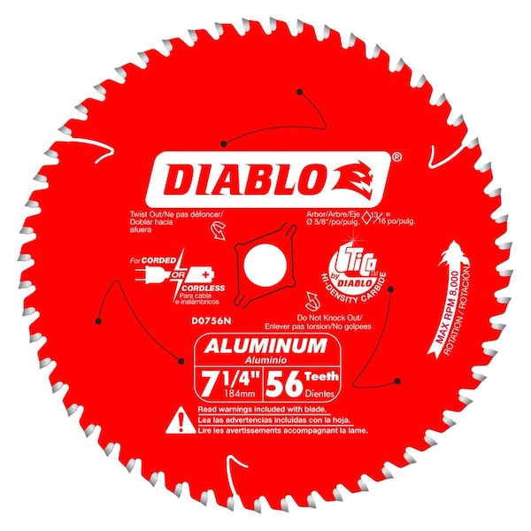 Diablo Cutting Saw Blade, 7-1/4 in dia x 5 T - D0756N