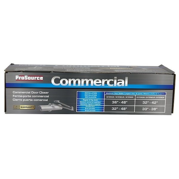 Prosource Door Closer, Non-Handed Hand, Automatic, Aluminum, Silver, 240 lb - C501-AB-SA-AS