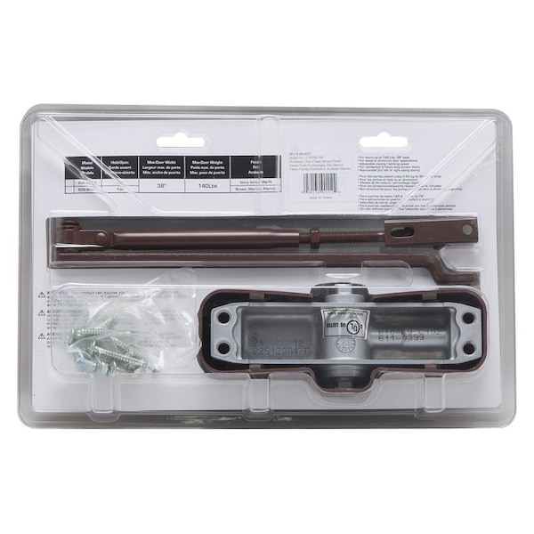 Prosource Door Closer, Automatic, Aluminum, Brown, 140 lb, 150 x 19 mm Mounting Hole Distance - C103-BH-SA-BR