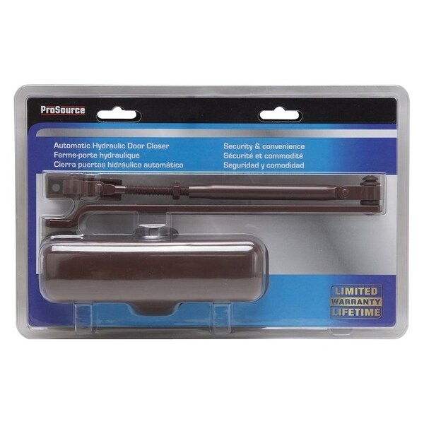 Prosource Door Closer, Automatic, Aluminum, Brown, 140 lb, 150 x 19 mm Mounting Hole Distance - C103-BH-SA-BR