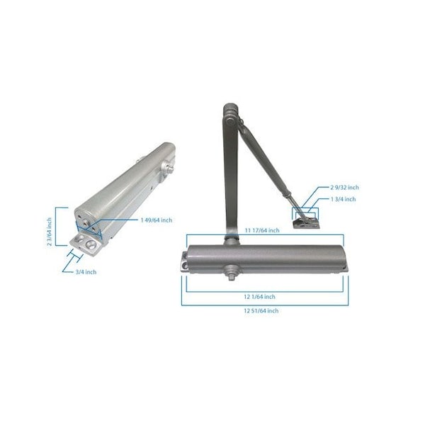 Global Door Controls Commercial ADA Grade 1 Slim Line Door Closer in Duronodic - Sizes 1-4 - TC411-DU