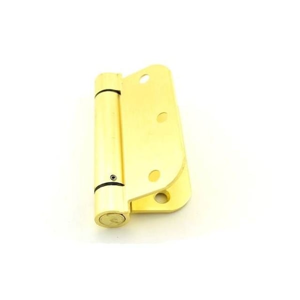 Best Hinges 3-1/2in x 3-1/2in 5/8in Radius Standard Weight Spring Hinge # 420766 Satin Brass Finish - RD2068R3124