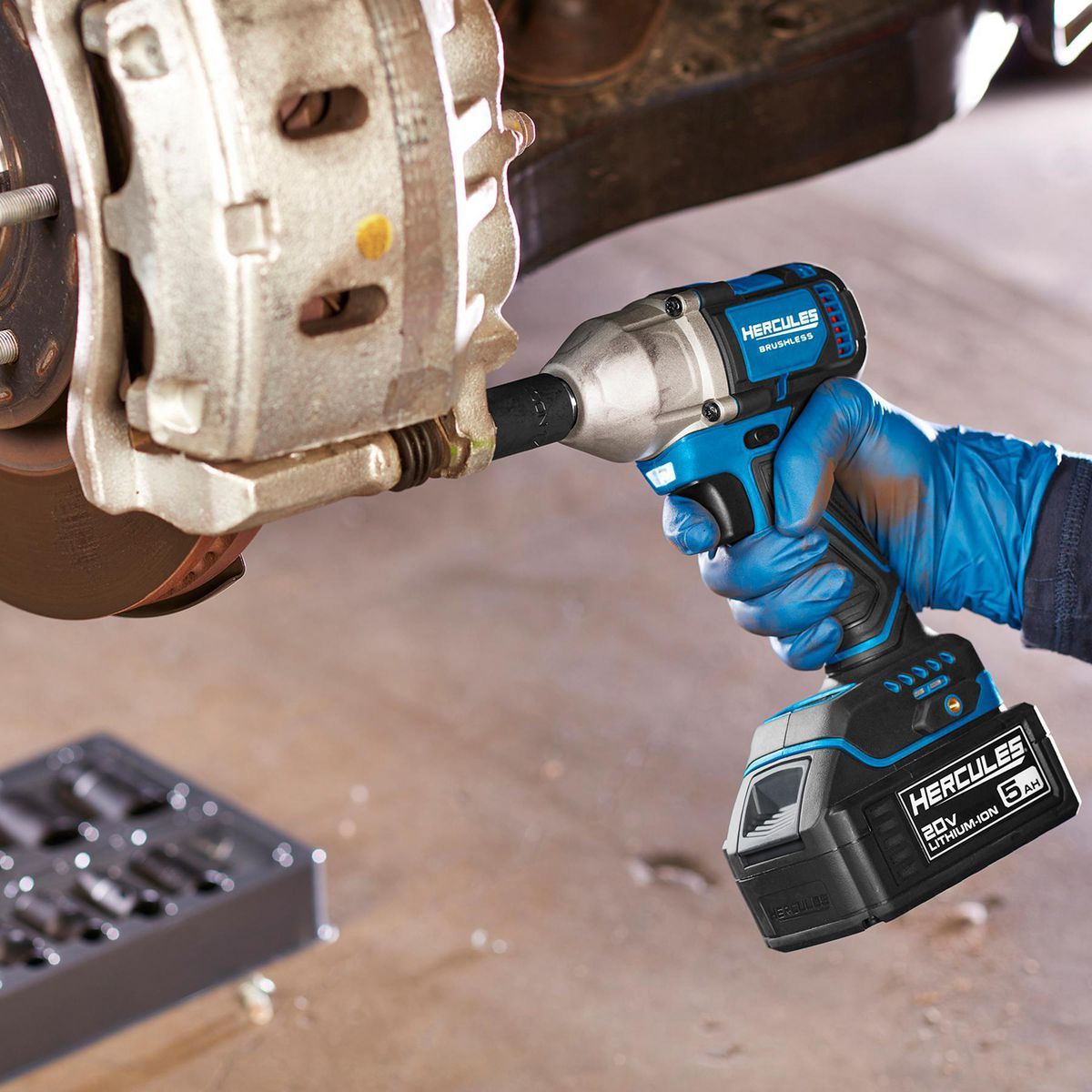 Llave de impacto inalámbrica compacta Hercules 20V sin escobillas de 1/2 pulgadas con anillo de fricción, 4 modos - Herramienta solamente - 59427
