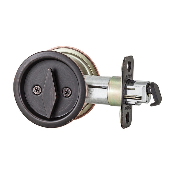 Kwikset Kwikset Venetian Bronze Metal Indoor Round Bed/Bath Pocket Door Lock - 93350-048
