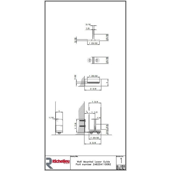 Onward Adjustable Lower Guide for Wood Door, Stainless Steel - 246204110SSBC