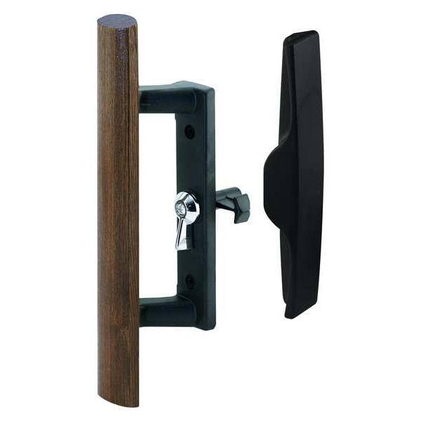 Primeline Tools Sliding Door Handle, 3-1/2 in., Diecast and Wood, Black, Hook Style (Single Pack) - MP1095